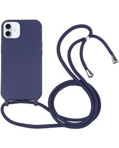 Mobigear Lanyard iPhone 16 Silikon Handykette - Dunkelblau