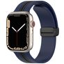 Mobigear Stripe Mag Silikon Apple Watch Armband Magnetverschluss - 49/46/45/44 mm - Schwarz / Marineblau