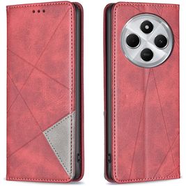 Mobigear Rhombus Slim Xiaomi Redmi 14C Hülle Klapphülle - Rot