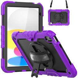 Mobigear SureGrip Xtreme iPad 10 (2022) Hülle Kunststoff,Silikon Backcover + Schulterträger + Ständer - Lila