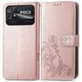 Mobigear Clover POCO C40 Hülle Klapphülle Geldbörse - Roségold