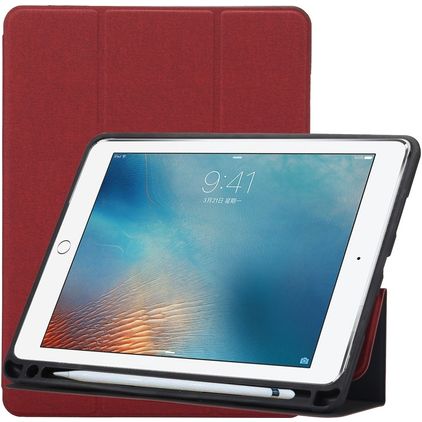 Mobigear Tri-Fold Gel iPad Pro 10.5 Zoll (2017) Hülle TPU,Kunstleder Klapphülle + Stifthalter - Weinrot