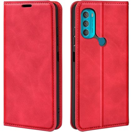 Mobigear Retro Slim Motorola Moto G71 5G Hülle Klapphülle Geldbörse - Rot