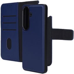 Mobiparts Samsung Galaxy S26 Hülle Echtes Leder Abnehmbare 2in1 Klapphülle Geldbörse - Blau