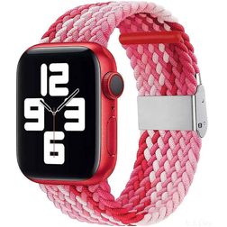Mobigear Braided Nylon Apple Watch Armband Klappschließe - 42/41/40/38 mm - Pink / Rot