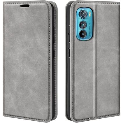 Mobigear Retro Slim Motorola Edge 30 Hülle Klapphülle Geldbörse - Grau