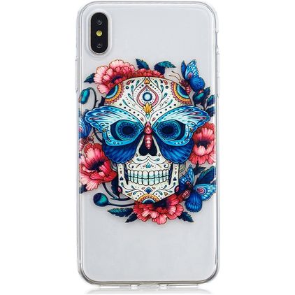 Mobigear Design iPhone XS Max Hülle Flexibles TPU Backcover - Skull