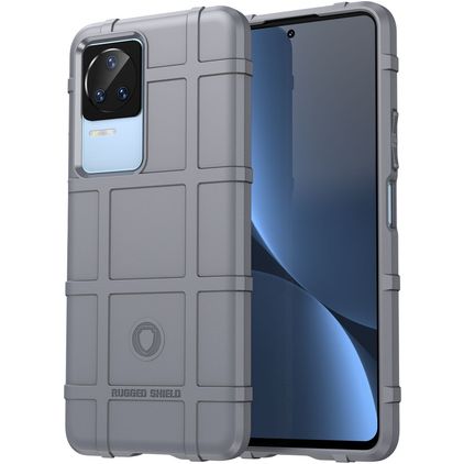 Mobigear Rugged Shield POCO F4 Hülle Flexibles TPU Backcover Stoßfest - Grau