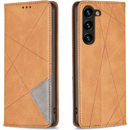 Mobigear Rhombus Slim Samsung Galaxy S25 Plus Hülle Klapphülle - Cognac