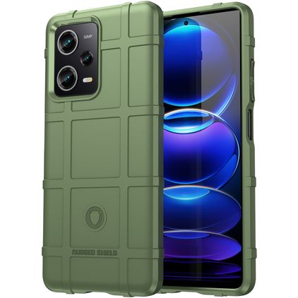 Mobigear Rugged Shield POCO X5 Pro Hülle Flexibles TPU Backcover Stoßfest - Grün