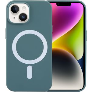 Mobigear Rubber Touch iPhone 15 Silikon MagSafe Hülle Backcover - Grün