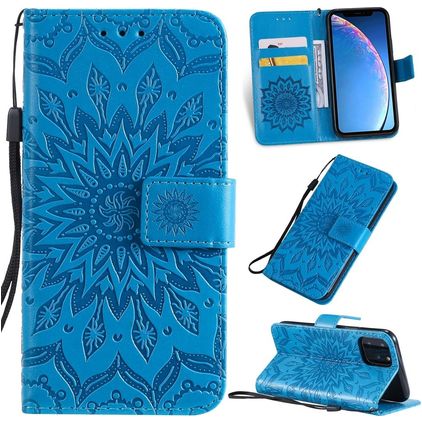 Mobigear Sunflower iPhone 11 Pro Hülle Klapphülle Geldbörse - Blau