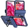 Mobigear Armor Ring Motorola Razr 50 Hülle Hardcase Backcover Stoßfest mit Ringhalter - Blau