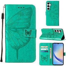 Mobigear Butterfly Samsung Galaxy A35 Hülle Klapphülle Geldbörse - Grün