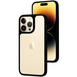 Mobiparts Rugged Clear iPhone 14 Pro Max Hülle Hardcase Backcover Stoßfest - Transparent / Schwarz