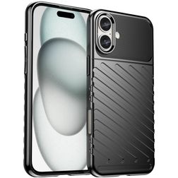 Mobigear Groove iPhone 16 Plus Hülle Flexibles TPU Backcover - Schwarz