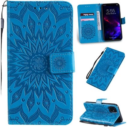 Mobigear Sunflower iPhone 11 Hülle Klapphülle Geldbörse - Blau