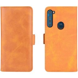 Mobigear Slim Magnet Motorola One Fusion Plus Hülle Klapphülle Geldbörse - Cognac