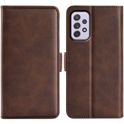 Mobigear Slim Magnet Samsung Galaxy A73 Hülle Klapphülle Geldbörse - Braun