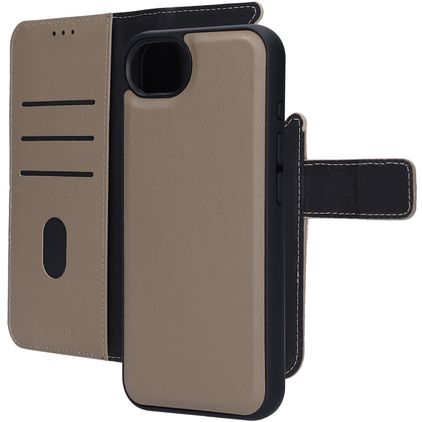 Mobiparts iPhone 17e Hülle Echtes Leder Abnehmbare 2in1 Klapphülle Geldbörse - Taupe