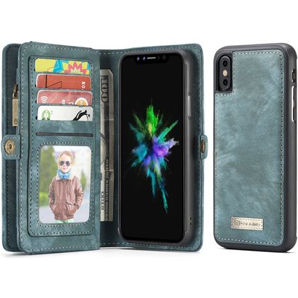 Caseme 008 iPhone X Hülle Abnehmbare 2in1 Klapphülle Geldbörse - Blau
