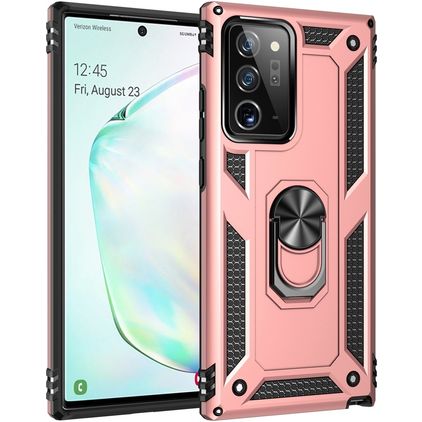 Mobigear Armor Ring Samsung Galaxy Note 20 Ultra Hülle Hardcase Backcover Stoßfest mit Ringhalter - Roségold