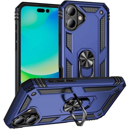 Mobigear Armor Ring iPhone 17 Hülle Hardcase Backcover Stoßfest mit Ringhalter - Blau