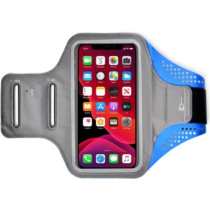 Mobigear Easy Fit Handyhalterung Joggen Samsung Galaxy A71 Sporthülle Neopren Sportarmband - Blau