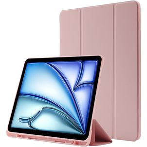 Mobigear Tri-Fold Gel iPad Air 11 Zoll (2024) Hülle TPU,Kunstleder Klapphülle + Stifthalter - Pink