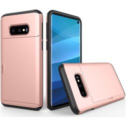 Mobigear Card Samsung Galaxy S10e Hardcase Backcover Shockproof mit Kartenfach - Roségold