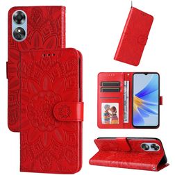 Mobigear Sunflower OPPO A17 Hülle Klapphülle Geldbörse - Rot