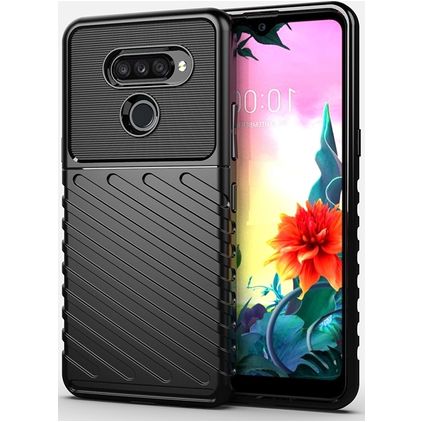 Mobigear Groove LG K50s Hülle Flexibles TPU Backcover - Schwarz