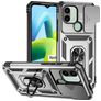 Mobigear Armor Ring Cam Slide Xiaomi Redmi A1 4G Hülle Hardcase Backcover Stoßfest mit Ringhalter und Kamera Slider - Silber