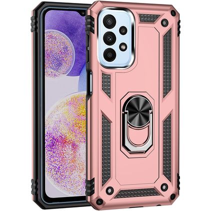 Mobigear Armor Ring Samsung Galaxy A23 Hülle Hardcase Backcover Stoßfest mit Ringhalter - Roségold