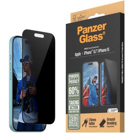 PanzerGlass Ultra-Wide Fit Privacy iPhone 16 Gehärtetes Glas Displayschutz Privacy - Hüllenfreundlich - Schwarz