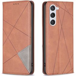 Mobigear Rhombus Slim Samsung Galaxy S23 Hülle Klapphülle - Braun