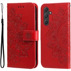 Mobigear Flowers Samsung Galaxy A55 Hülle Klapphülle Geldbörse - Rot