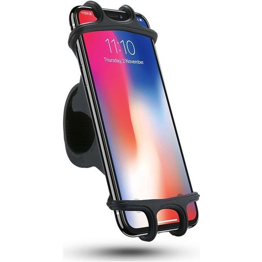 Mobigear Silicone Fahrradhalterung Lenkerhalterung Klemme Universal (max 15 cm x 8 cm) - Schwarz
