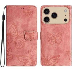 Mobigear Butterfly iPhone 17 Pro Max Klapphülle Portemonnaie - Pink