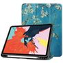 Mobigear Tri-Fold Gel iPad Air 5 (2022) Hülle TPU,Kunstleder Klapphülle + Stifthalter - Mandelblüten