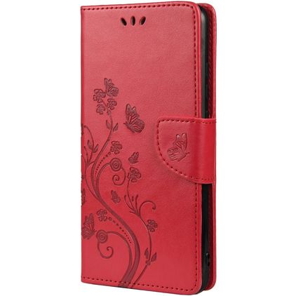 Mobigear Flowers Samsung Galaxy A33 Hülle Klapphülle Geldbörse - Rot