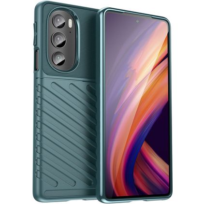 Mobigear Groove Motorola Edge 30 Pro Hülle Flexibles TPU Backcover - Grün