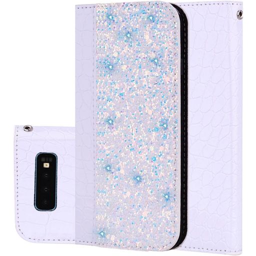Mobigear Croco Glitter Samsung Galaxy S10e Hülle Klapphülle Geldbörse - Weiß