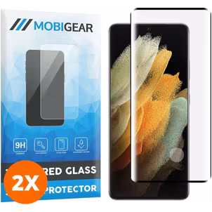 Mobigear Curved Samsung Galaxy S21 Ultra Panzerglas Gehärtetes Glas Displayschutz - Hüllenfreundlich - Schwarz (2er Pack)