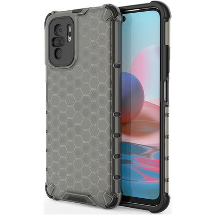 Mobigear Honeycomb Xiaomi Redmi Note 10S Hülle Hardcase Backcover Stoßfest - Schwarz