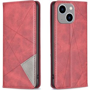Mobigear Rhombus Slim iPhone 15 Plus Hülle Klapphülle - Rot