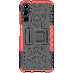 Mobigear Tire Samsung Galaxy A14 Hülle Hardcase Backcover Stoßfest mit Ständer - Schwarz / Rot