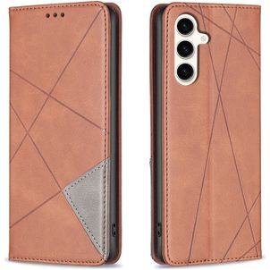 Mobigear Rhombus Slim Samsung Galaxy S24 FE Hülle Klapphülle - Braun