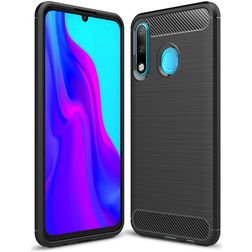 Mobigear Brushed Slim Huawei P30 Lite Hülle Flexibles TPU Backcover - Schwarz