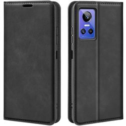 Mobigear Retro Slim Realme GT Neo 3 Hülle Klapphülle Geldbörse - Schwarz
